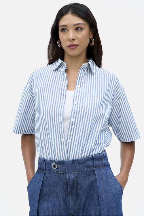 Camisa Feminina Manga Curta Listrada