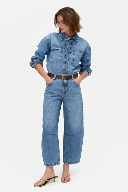 Calça Jeans Feminina Barrel G5 Cropped