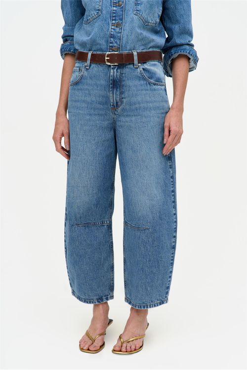 Calça Jeans Feminina Barrel G5 Cropped