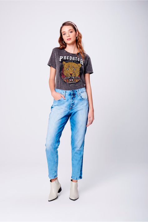 Calça boyfriend deals com cropped