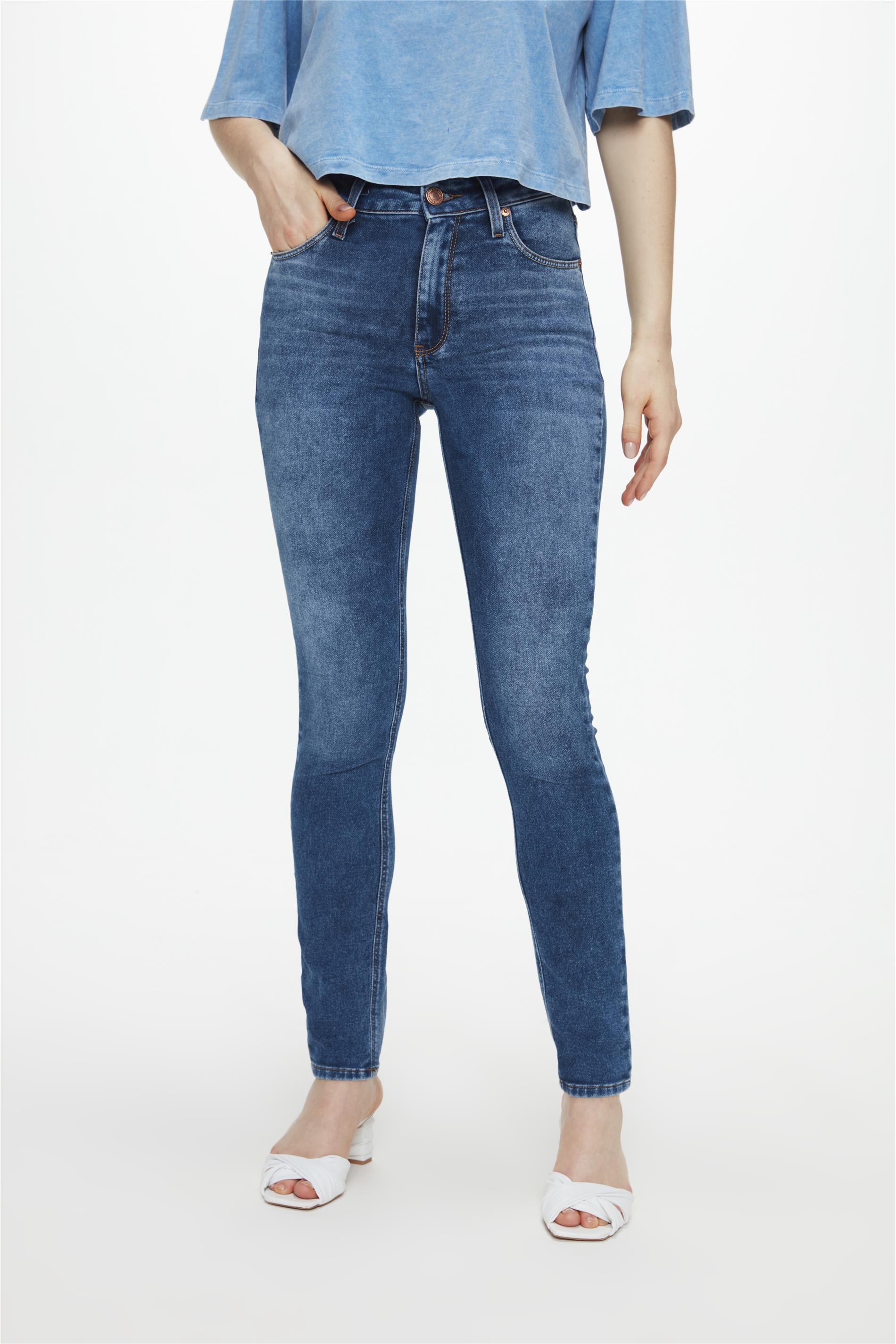 Calça Jeans Skinny Cintura Alta e Marcações Leves - Damyller - O