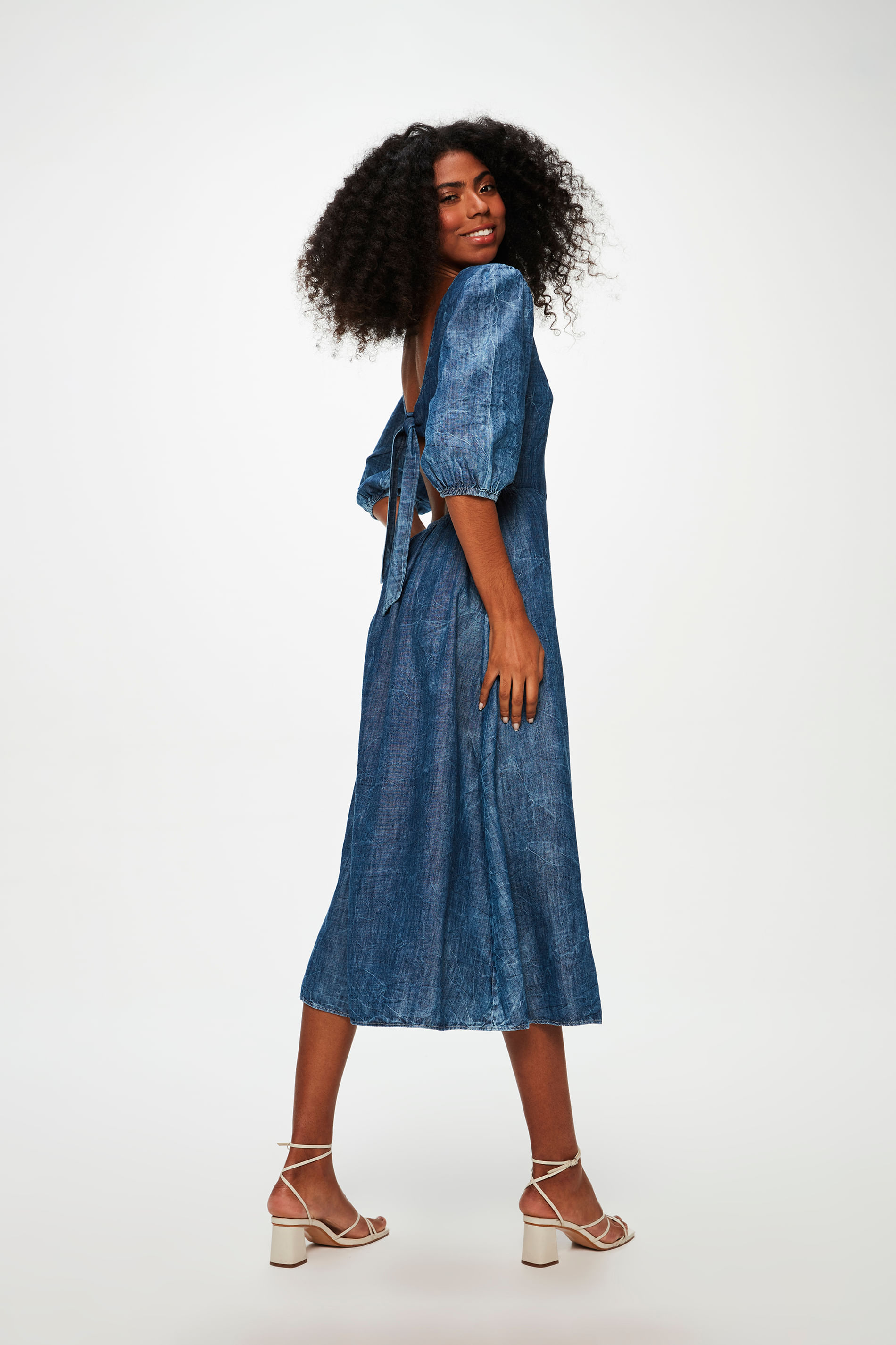 Vestido denim online midi