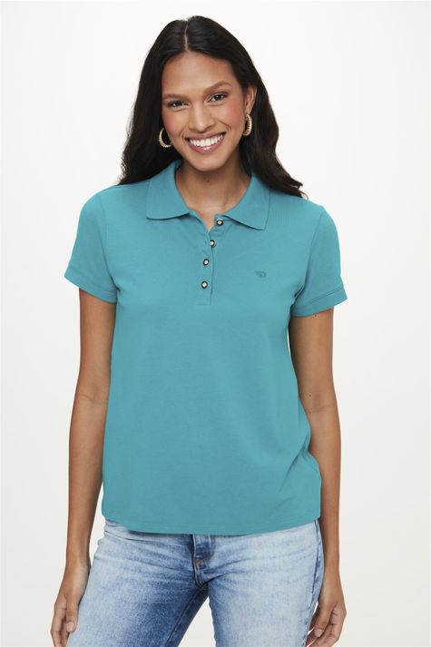 Camisa-Polo-Lisa-Manga-Curta-Feminina-Frente--