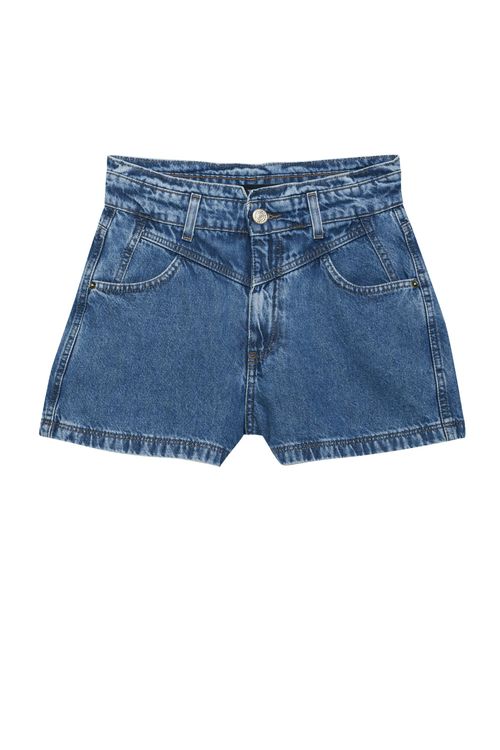 Short Jeans Clochard Curto com Recortes