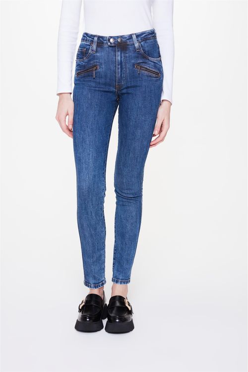 Calça Jeans Skinny com Zíperes G5 C1