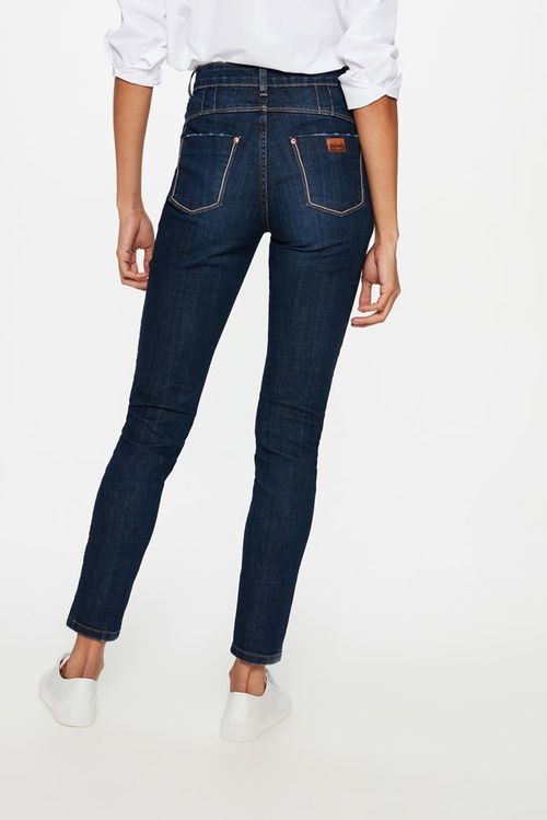 Calça Jeans Skinny com Detalhes Claros