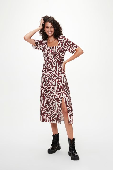 Vestido-Midi-com-Estampa-de-Zebra-Frente--