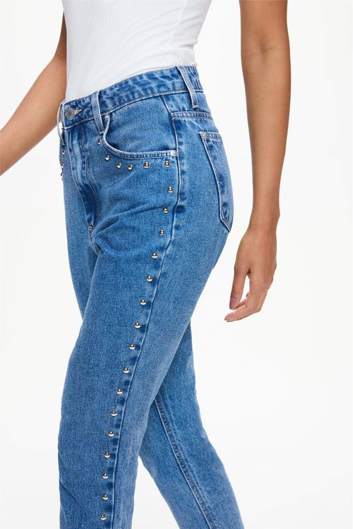 Calça Jeans Feminina Mom G5 Tachas